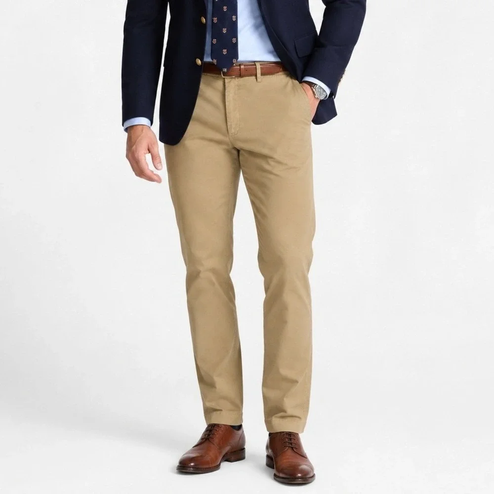 Polo Ralph Lauren Mens Stretch Straight Fit Chino Pants Khaki Tan 36x 28